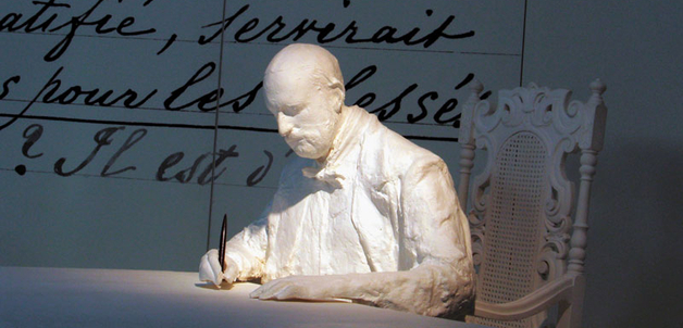 Statue of Henry Dunant at the Red Cross museum, Geneva, Switzerland